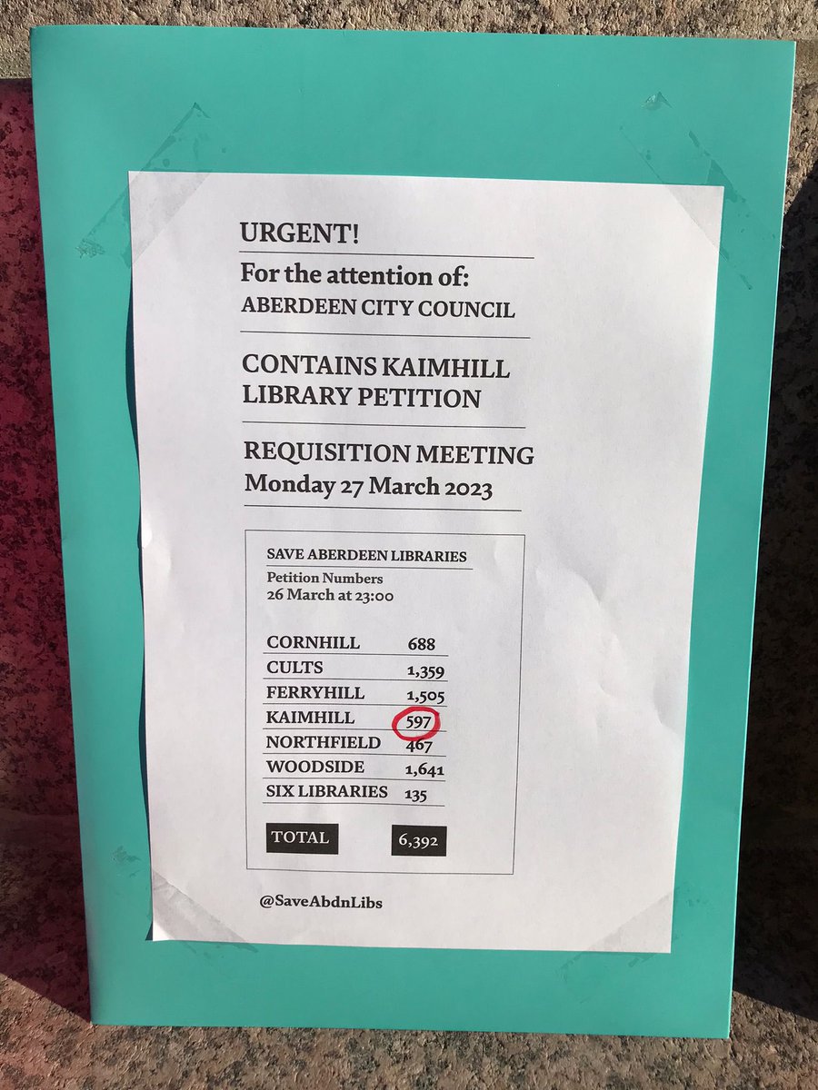 SaveAbdnLibs's tweet photo. We have our petitions ready to hand over to @CllrAlexNicoll and @IanYuill in a few minutes. #SaveAberdeenLibraries https://t.co/JIy95rBnz0