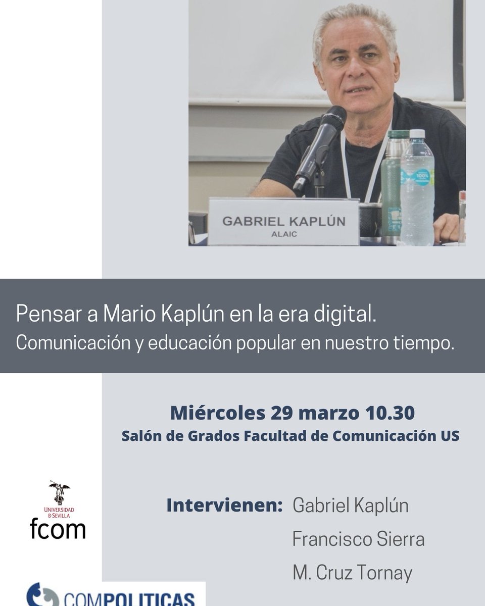 cruztornay's tweet photo. Este miércoles conversamos en #FCOM sobre educación y comunicación popular. Una oportunidad para recordar el legado de Mario Kaplún y los desafíos que se plantean en la actualidad.  @compoliticas @FCom_US https://t.co/JfXMF4pbLT