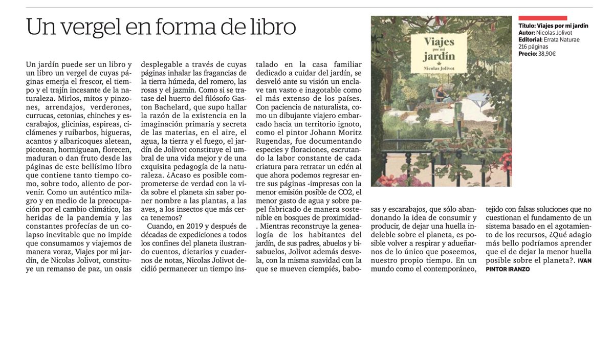 IvanPintorIran's tweet photo. Encuentros, Suplemento de Cultura Diario de Tarragona, 25/3/2023 #visualbook #artistbook @Erratanaturae @NICOLASJolivot #gardening #garden #ecology #Sustainability #ClimateAction #collapse #ClimateActionNow @IvanPintorIran https://t.co/gTMWI8ZyM4