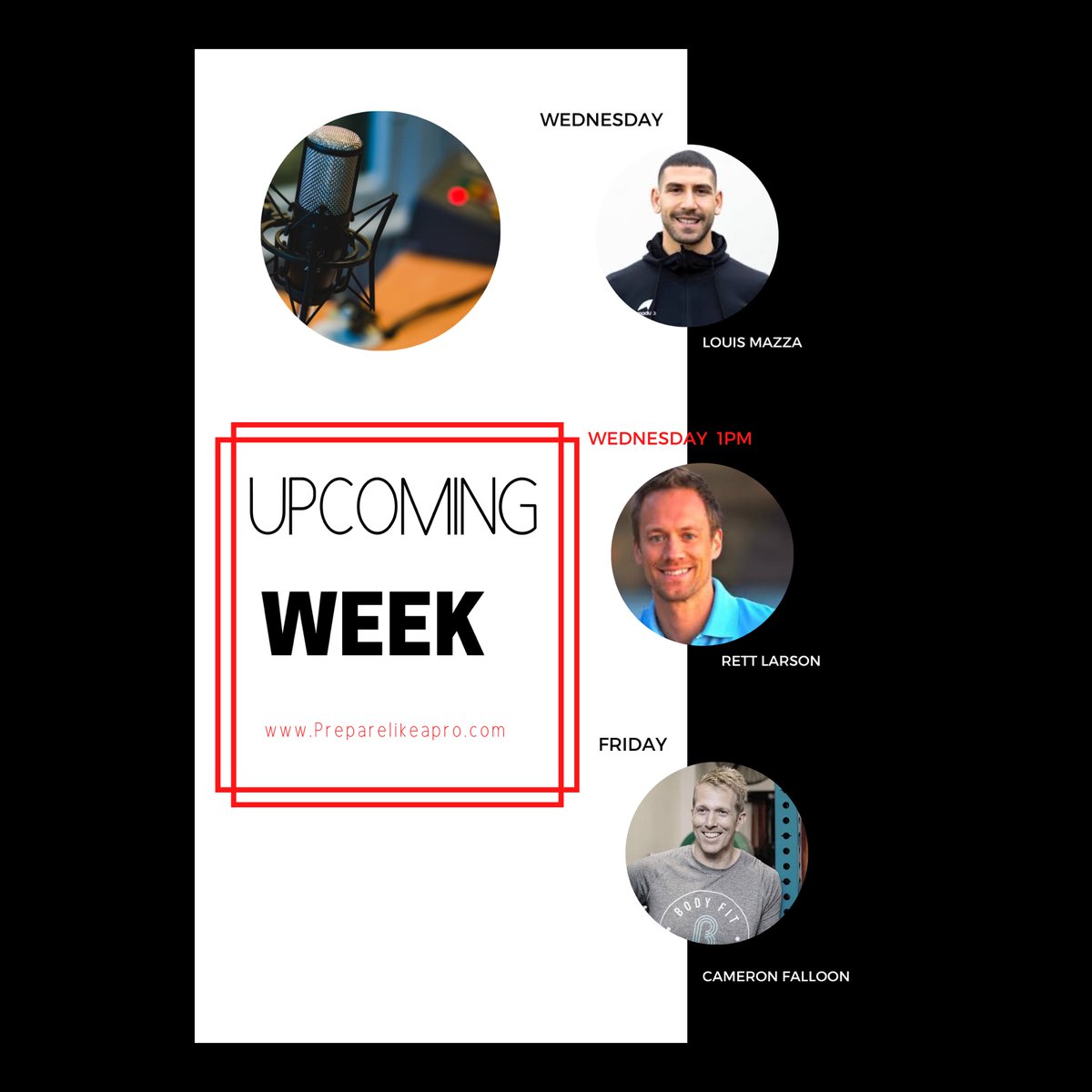 preparelikepro's tweet image. Another massive week on the #plplivechats show
Our weekly episode with Louis Mazza will be published on Wednesday. 
Rett Larson: How to incoroprate fun in a High-Performance environment. Our Friday bitesize episode is with Cameron Falloon. #strengthconditioning #highperformance