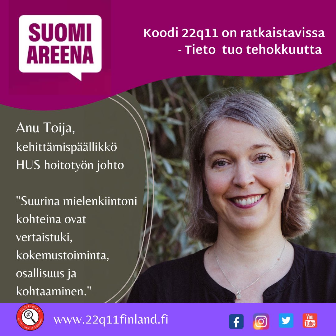 22q11F's tweet photo. @SuomiAreena lla keskustellaan jälleen #harvinaissairaudet -asiaa. Tervetuloa seuraamaan paneeliamme to 29.6. klo 12 @Porikaupunki kaupungintalon lavalle: Koodi 22q11 ratkaistavissa - Tieto on tehokkuutta
Tässä aloittelemme puhujiemme esittelyn: @anutoija @HUS_fi @OLKAtoiminta https://t.co/SSGHX5mbNo