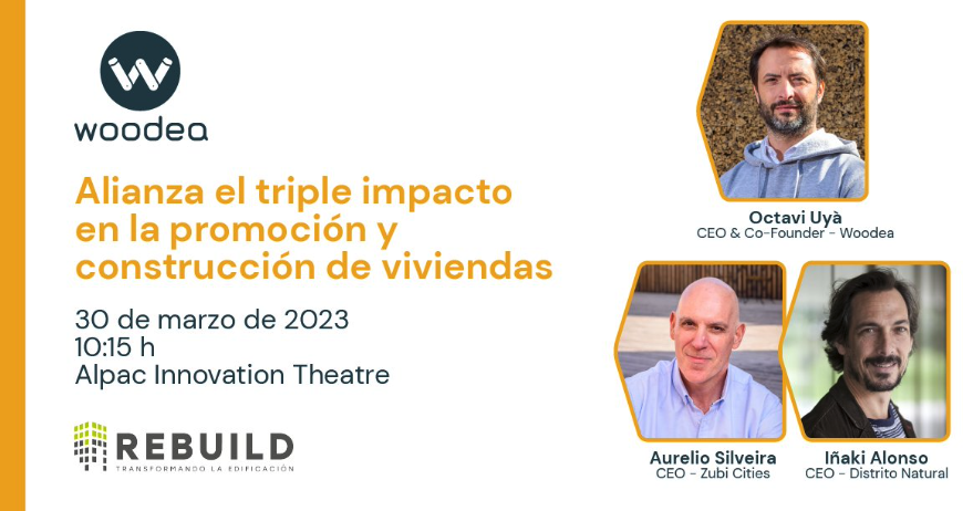 DistNaturalEcov's tweet photo. ¡Nos vemos en @rebuildexpo! @inaki_satt de #DistritoNatural participará en la mesa donde conoceremos una nueva alianza para generar un triple impacto en la construcción de viviendas sostenibles, con @OctaviUya (@WoodeaContech) y Aurelio Silveira (@ZubiCities). #REBUILD2023 https://t.co/bkFQMBYh80