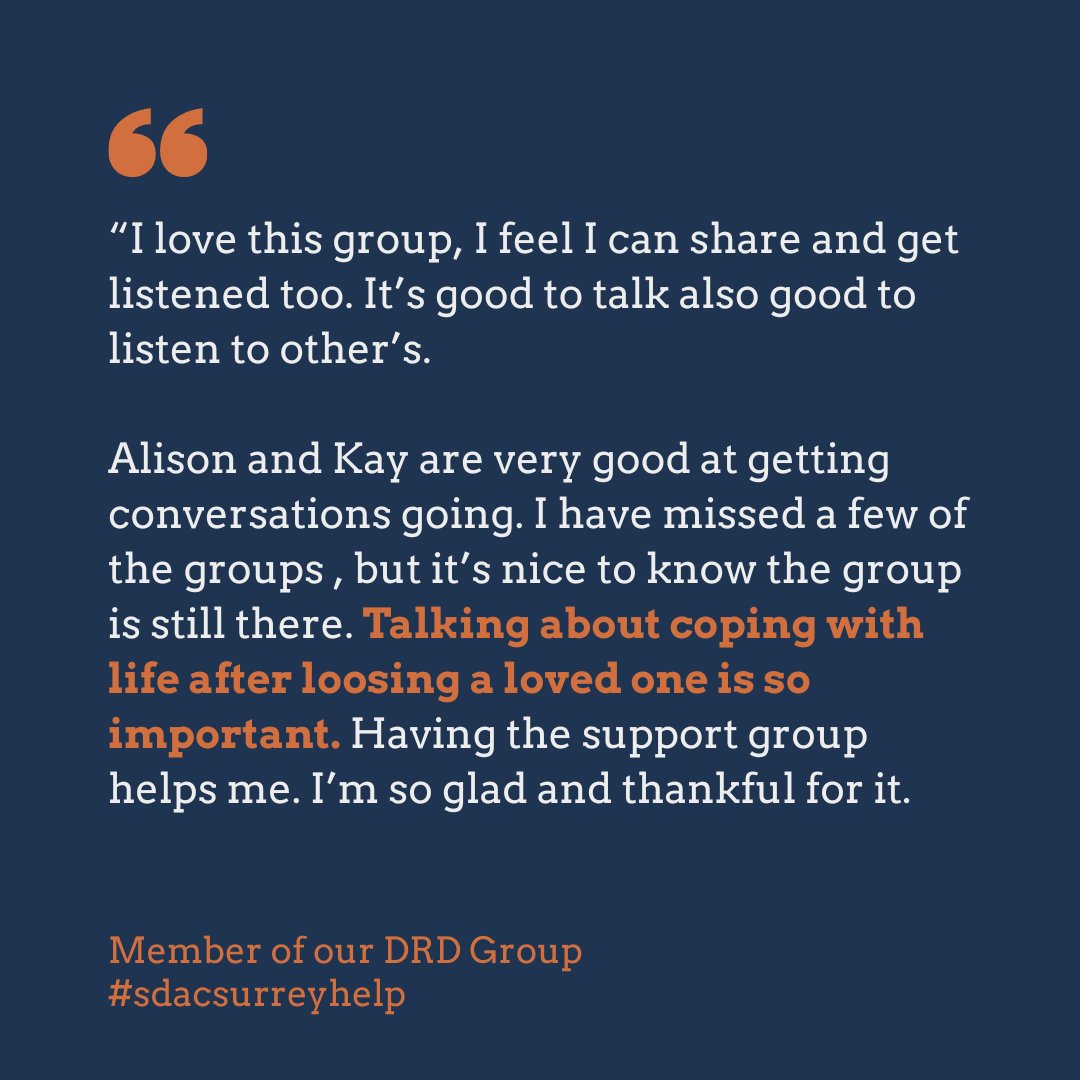 Such a lovely testimonial from a member of our DRD group! #sdacsurreyhelp