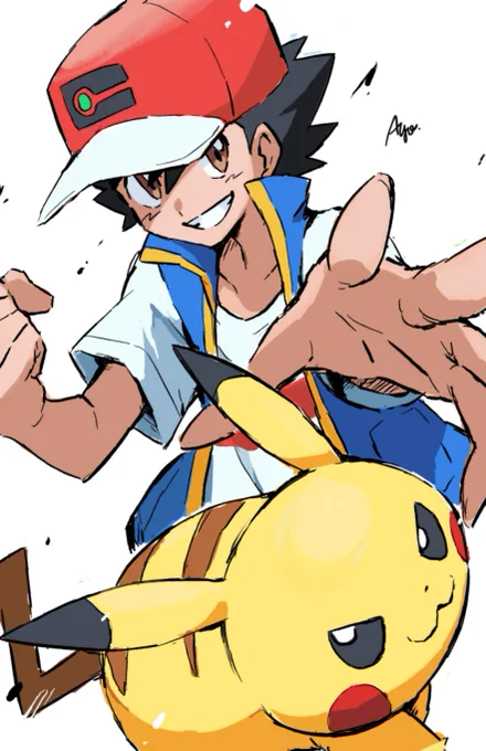 サトシ&amp;ピカチュウこないだの絵チャで描いてました!#アニポケ #anipoke 