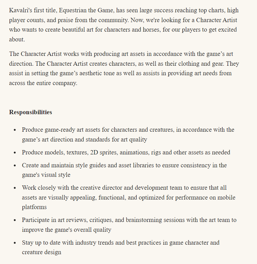 TheManeQuest's tweet photo. @KavalriGames, the studio behind Equestrian The Game, is looking for a character artist! This includes work on horses, so get in there my good people!!! 

#gamejobs #3dartwork #gameart #gamedev 
https://t.co/VXYqyLGuwv https://t.co/zuVWK9ux4T