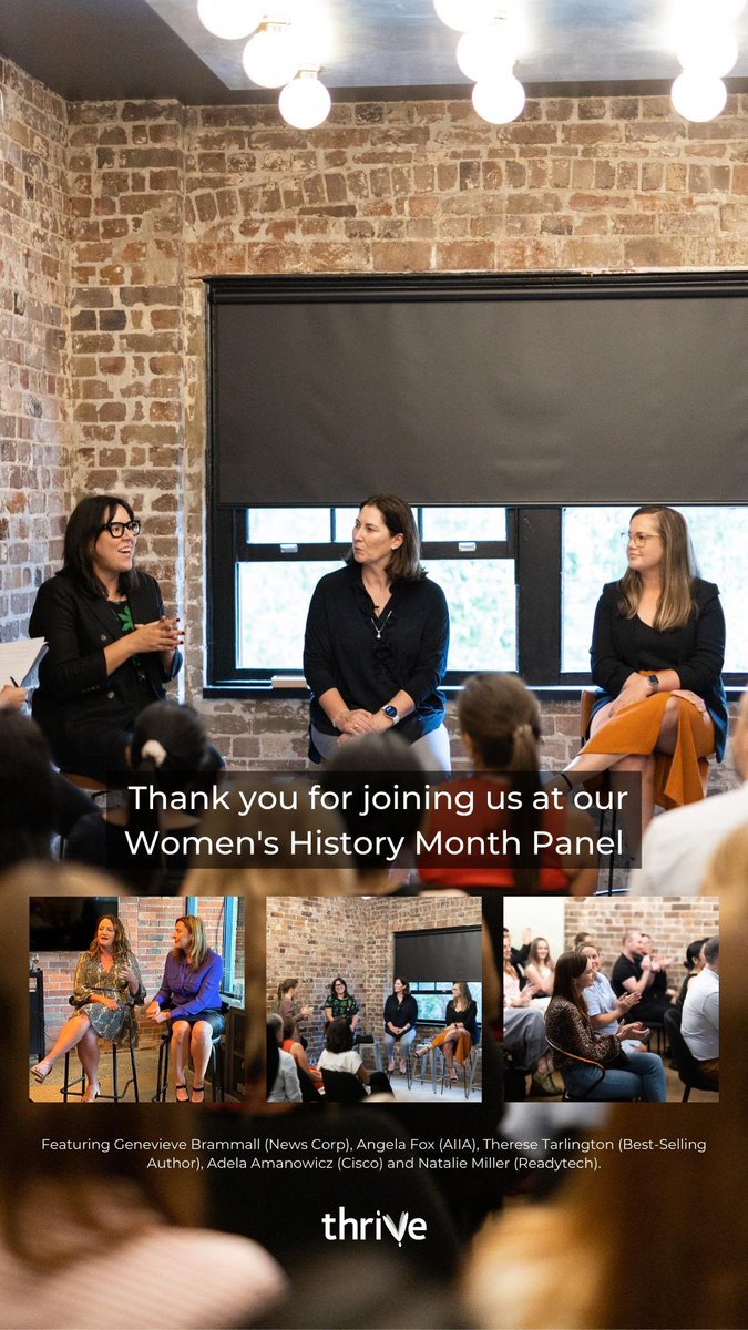 thrivepr's tweet image. A big thank you to our panellists; Genevieve Brammall (News Corp), Angela Fox (AIIA), Therese Tarlington (Best-Selling Author), Adela Amanowicz (Cisco) and Natalie Miller (Readytech) for presenting at our 2023 Women’s History Month panel last week.

#crackingthecode #thrivepr