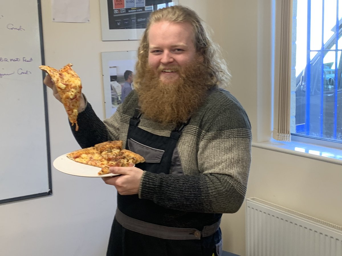 Usually up to his neck in Trafficlear vehicle lighting, controllers and other miscellaneous electrical bits – Conor Fishwick took a break last week to celebrate his birthday.  His lunch of choice was pizza and we were all happy to join in!
Happy Birthday Conor!