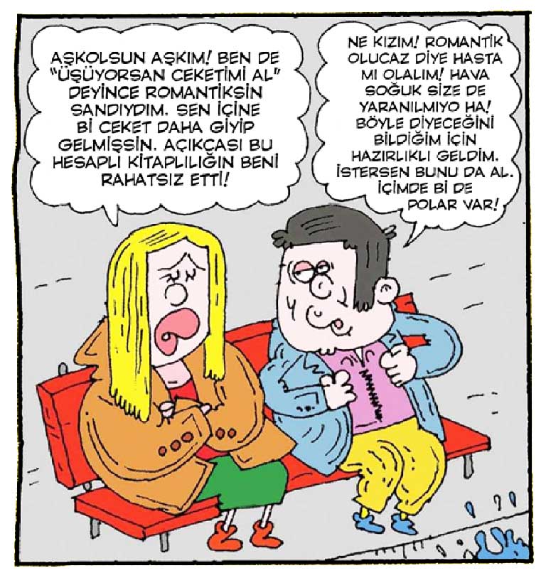 hardalistdergi's tweet image. LAVİNİA - Üşüyorsun ceketimi al. Günün en güzel saatleri bunlar. Yanımda kal. 💬 Aşkolsun Aşkım!.. Ben de "Üşüyorsan ceketimi al" deyince romantiksin sandıydım...  hardalist.net/lavinia---usuy… #hardalistdergi @hardalistdergi aracılığıyla

#cartoon #karikatür