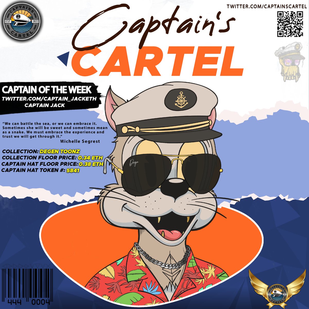 Captains Cartel (@captainscartel) on Twitter photo 🚨Attention - Captain on deck! 🚨
Lets celebrate and recognize <a href="/Captain_Jacketh/">Captain Jack</a>
as the #Captain of the week - Thanks for always representing the #CaptainHats trait -
The ship is yours Fam!
Keep a look out for next week's #Captain 🫡
Follow <a href="/CaptainsCartel/">Captains Cartel</a> and <a href="/captain_jacketh/">Captain Jack</a> 🚨Attention - Captain on deck! 🚨
Lets celebrate and recognize <a href="/Captain_Jacketh/">Captain Jack</a>
as the #Captain of the week - Thanks for always representing the #CaptainHats trait -
The ship is yours Fam!
Keep a look out for next week's #Captain 🫡
Follow <a href="/CaptainsCartel/">Captains Cartel</a> and <a href="/captain_jacketh/">Captain Jack</a>