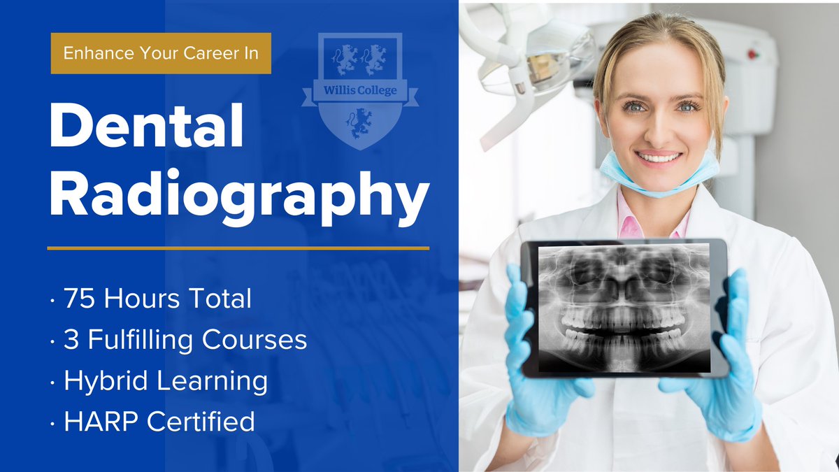 Attention all who are already in the dental profession! If you're looking to expand your knowledge for greater opportunities or to earn your HARP certification, the Dental Radiography program is designed just for you! 

Visit williscollege.com/programs/healt… to learn more!