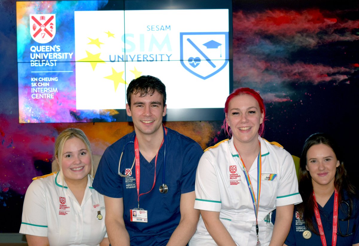 QUBSONM's tweet photo. Nursing students, Jade Flaherty and Kaitlyn Harron took part in SESAM (Society for Simulation in Europe) SIMWARS heat online in INTERSIM. Fingers crossed they progress through to the final in Lisbon!
#QUB #QueensUniversityBelfast #SchoolOfNursingAndMidwifery #SESAM #INTERSIM https://t.co/gHwxDm8SVs