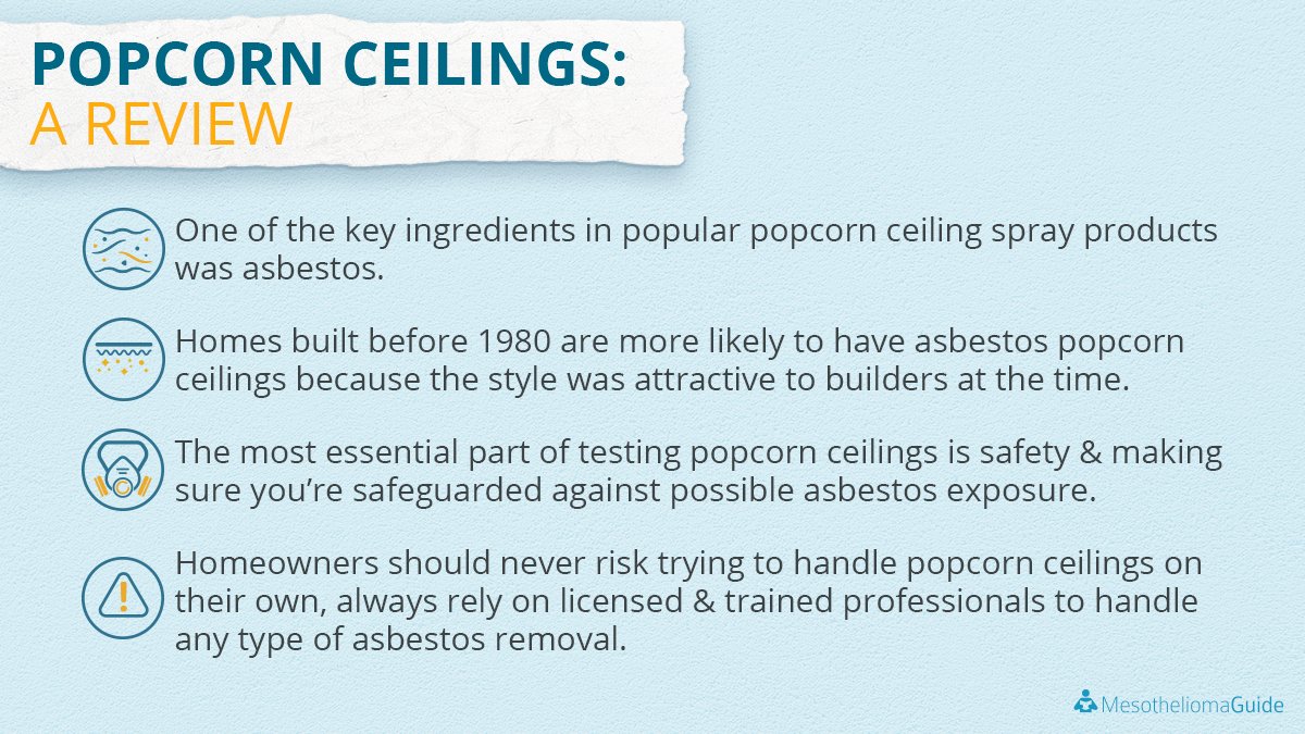 MesoGuide's tweet photo. If there are #popcornceilings in your home you should know all the risks. Removing popcorn ceilings without training can have devastating consequences. Avoid the dangers of #mesothelioma & hire a professional to handle any #asbestos removal. Find more at: https://t.co/uI03Y7t2sF https://t.co/PdokFSIV05