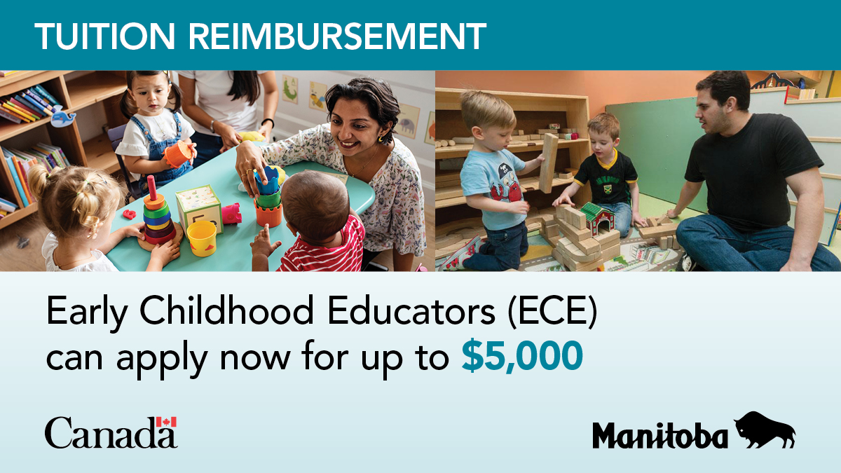 MBGov's tweet photo. Want to study as an early childhood educator? You may be eligible for the Tuition Support Reimbursement initiative. Learn more at https://t.co/kqMU2HAHhU. https://t.co/REe8yrdsTq