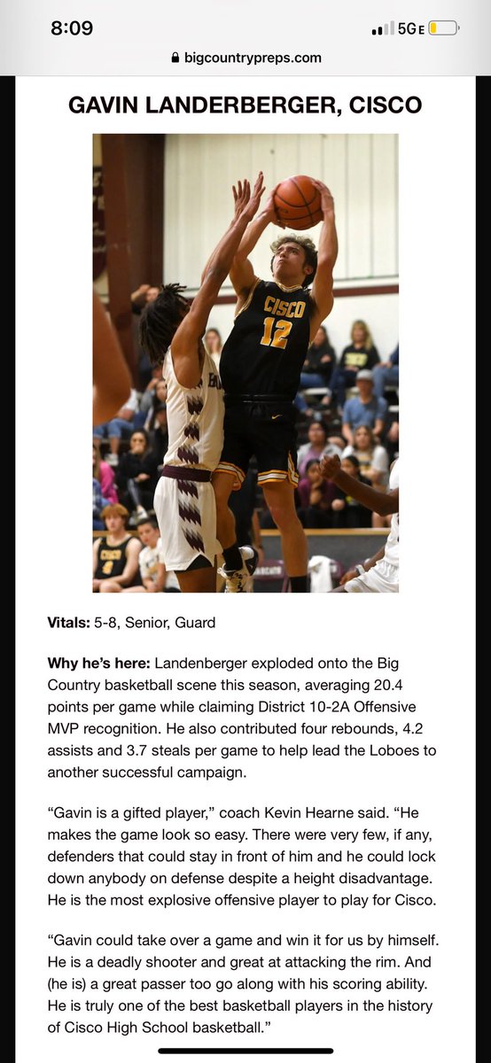 GLandenberg12's tweet photo. Honored to make the All Big Country Preps First Team Roster.
@AngeloStateMBB @HSUMBB @hpusports @LETUMBB @WBUBasketball @cru_basketball https://t.co/8malKMUmJQ