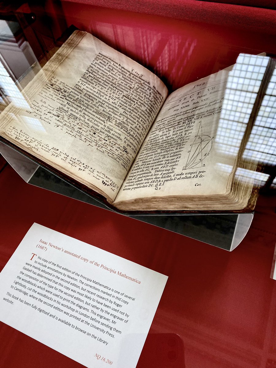 philosofarr's tweet photo. Writing a paper about classical mechanics, so took a pilgrimage to see Newton’s copy of the Principia. #CreativeProcrastination https://t.co/XYal6MFDbA