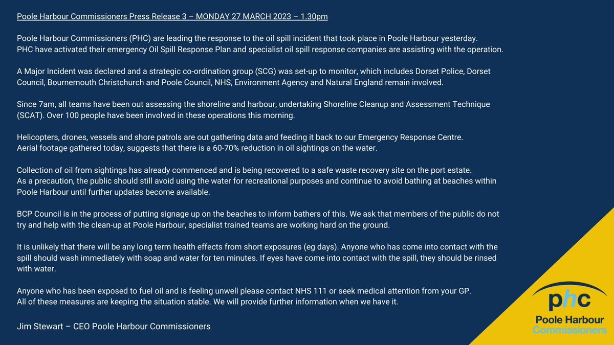 Poole Harbour Commissioners Press Release No.3 - 27 March 2023 - 13:30