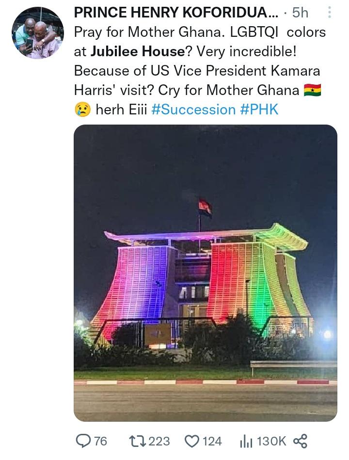 RightifyGhana's tweet image. If people can misrepresent and misinterpret Ghana 🇬🇭 and USA 🇺🇸 colours at the Jubilee House as LGBTQ 🏳️‍🌈 to make homophobic posts, begin to imagine how many more lies you have been told about the LGBTQI+ community.

You have been fed with so many falsehood to make you hate LGBT