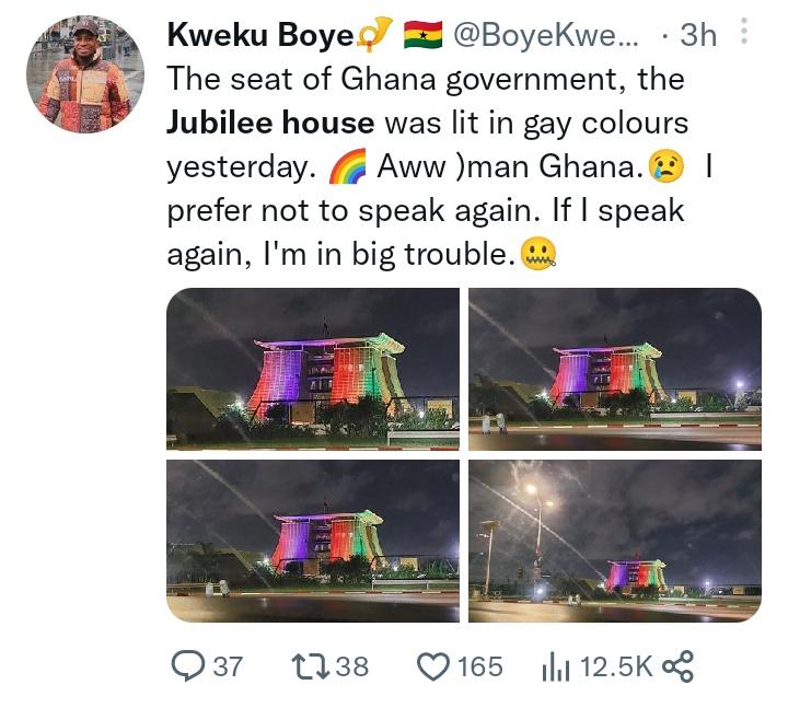 RightifyGhana's tweet image. If people can misrepresent and misinterpret Ghana 🇬🇭 and USA 🇺🇸 colours at the Jubilee House as LGBTQ 🏳️‍🌈 to make homophobic posts, begin to imagine how many more lies you have been told about the LGBTQI+ community.

You have been fed with so many falsehood to make you hate LGBT