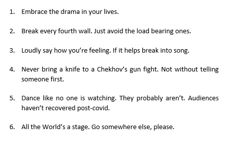 SplinteredChair's tweet photo. Advice for #WorldTheatreDay https://t.co/eJ94p1SAAr