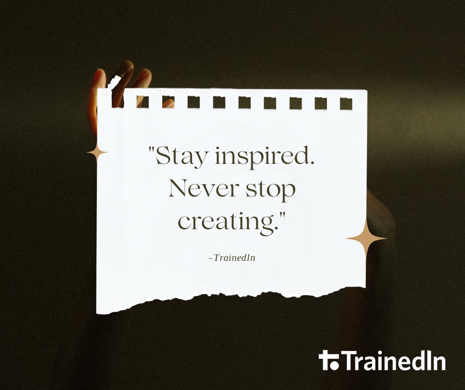 Let's keep pushing ourselves to be innovative and creative! #TrainedinLimited #StayInspired #NeverStopCreating #learninganddevelopment #education #workplacelearning #continuouslearning #employeelearning #learningculture #trainthetrainer #learningmanagement #HRtraining
