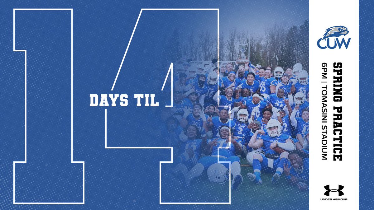 CUWFB's tweet photo. T-minus 1⃣4⃣ days til  the start of spring ball. 📅🏈 #CuDub #CUWFootball https://t.co/7e9lZkvBH4