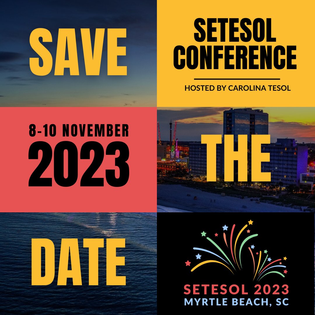 Carolina TESOL (@carolinatesol) on Twitter photo #SETESOL23 is the longest-running regional conference within <a href="/TESOL_Assn/">TESOL Intl Assn</a>. Here are the affiliates:
<a href="/LouisianaTESOL/">Louisiana TESOL</a>
<a href="/AMTESOL1/">AMTESOL</a>
<a href="/GA_TESOL/">Georgia TESOL</a>
<a href="/SSTESOL/">Sunshine State TESOL</a>
<a href="/TNTESOL/">TNTESOL</a>
<a href="/KYTESOL/">Kentucky TESOL</a>
<a href="/CarolinaTesol/">Carolina TESOL</a>
<a href="/VATESOL1/">Virginia TESOL</a>
<a href="/PRTESOL/">Puerto Rico TESOL</a>
#ARKTESOL
bit.ly/SETESOL2023 #SETESOL23 is the longest-running regional conference within <a href="/TESOL_Assn/">TESOL Intl Assn</a>. Here are the affiliates:
<a href="/LouisianaTESOL/">Louisiana TESOL</a>
<a href="/AMTESOL1/">AMTESOL</a>
<a href="/GA_TESOL/">Georgia TESOL</a>
<a href="/SSTESOL/">Sunshine State TESOL</a>
<a href="/TNTESOL/">TNTESOL</a>
<a href="/KYTESOL/">Kentucky TESOL</a>
<a href="/CarolinaTesol/">Carolina TESOL</a>
<a href="/VATESOL1/">Virginia TESOL</a>
<a href="/PRTESOL/">Puerto Rico TESOL</a>
#ARKTESOL
bit.ly/SETESOL2023