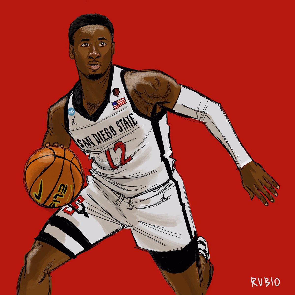 Victory Monday!
#FinalFour
Here’s your drawing of #DarrionTrammell
#SanDiegoStateBasketball 
#SouthRegionalChampions
#MarchMadness #NCAABasketball
I’m so happy for #SanDiegoStateUniversity #SDSUAlumni including my wife & brother #Samahan and my hometown of #SanDiego!
GO AZTECS!