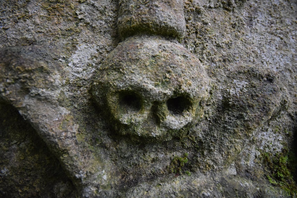 #MementoMoriMonday 
Winged hourglass, skull and cross bones flanked by Corinthian columns at Callowhill, Derrylin Co #Fermanagh set into the post reformation church built by the Maguires.