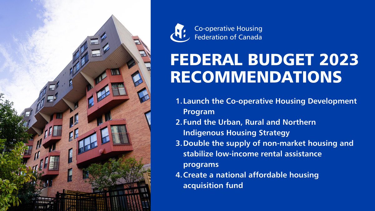 In 2022, the Federal Government announced the first major funding for new co-operative housing in over 30 years. It’s time to launch the new Co-op Housing Development Program so we can build the next generation of co-op housing: bit.ly/3IZOdNK #Budget2023