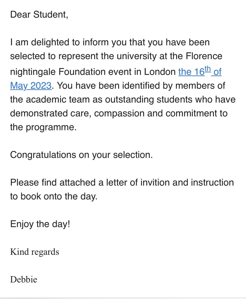 Absolutely blown away to have been chosen to represent @DerbyUni in the upcoming @FNightingaleF student event #FNFStudents
