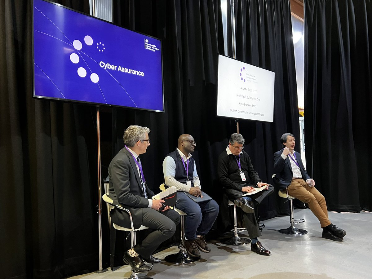 BrisBathCyber's tweet image. The last session of the day at #CyberGrowthInnovationForum is all about Cyber Assurance.  Andrew Elliot leads a panel discussing the pros and cons of accreditation, assurance programmes, and how we encourage #DigitalSecurityByDesign 
@SciTechgovuk @UKcyber3