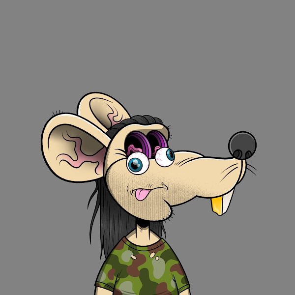 @SewerRats_NFT This is my most unique and favorite rat because I love the gold tooth and mullet.
Top 50 rarity!