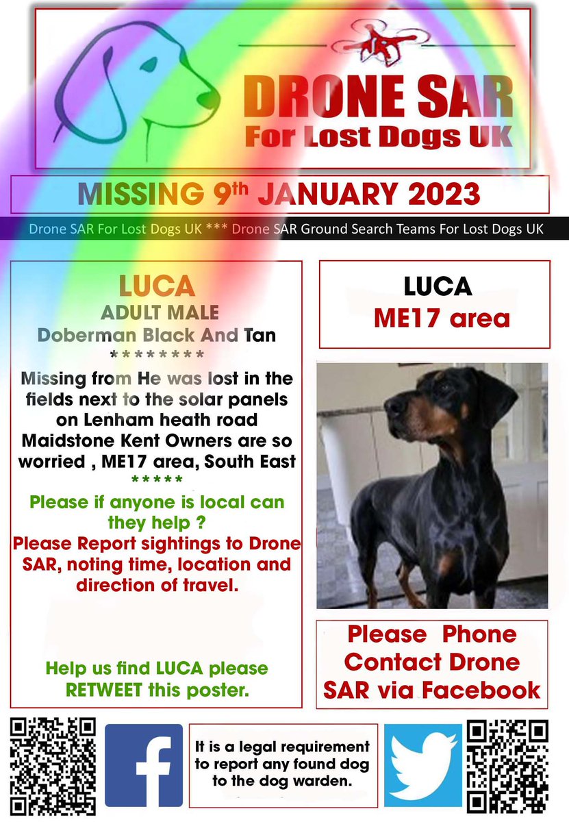 sar_dogs's tweet photo. #RIPLuca Sadly Luca didn't make it back home, our hearts and thoughts go out to his family at this sad time 😢🌈 #RIP   #RainbowBridge #DroneSAR https://t.co/1hnNpRB0Vp
