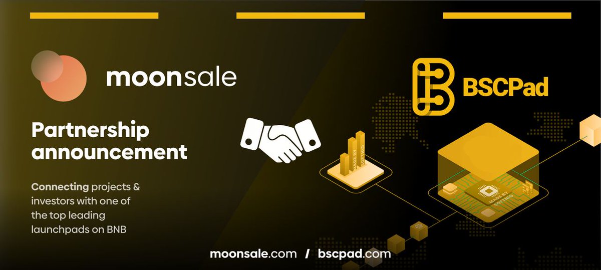 📢Reminder: MoonSale &amp; BSCPad partnership is a Win:Win🚀
✅projects can host #presales &amp; #list #tokens on MoonSale.com with zero dev. knowledge😍

🌟Join MoonSale! Read more👇
t.me/moonsaleidos/98 #MoonSale #BSCPad #crypto #partnership #IDO #token #presale
