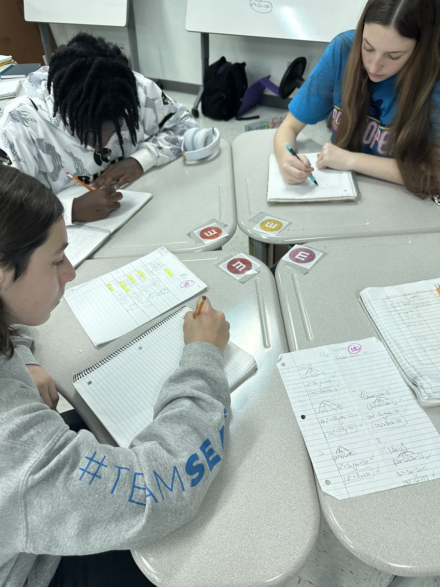AshleyR_KISD's tweet photo. After working as a group on their #vnps the group returns to their math notebook to make notes to their future forgetful self and reflect on learning. Students say they prefer creating their own notes in their own words! Way to take charge of your own learning! @Fossil_Hill https://t.co/3FBXIyE2kZ