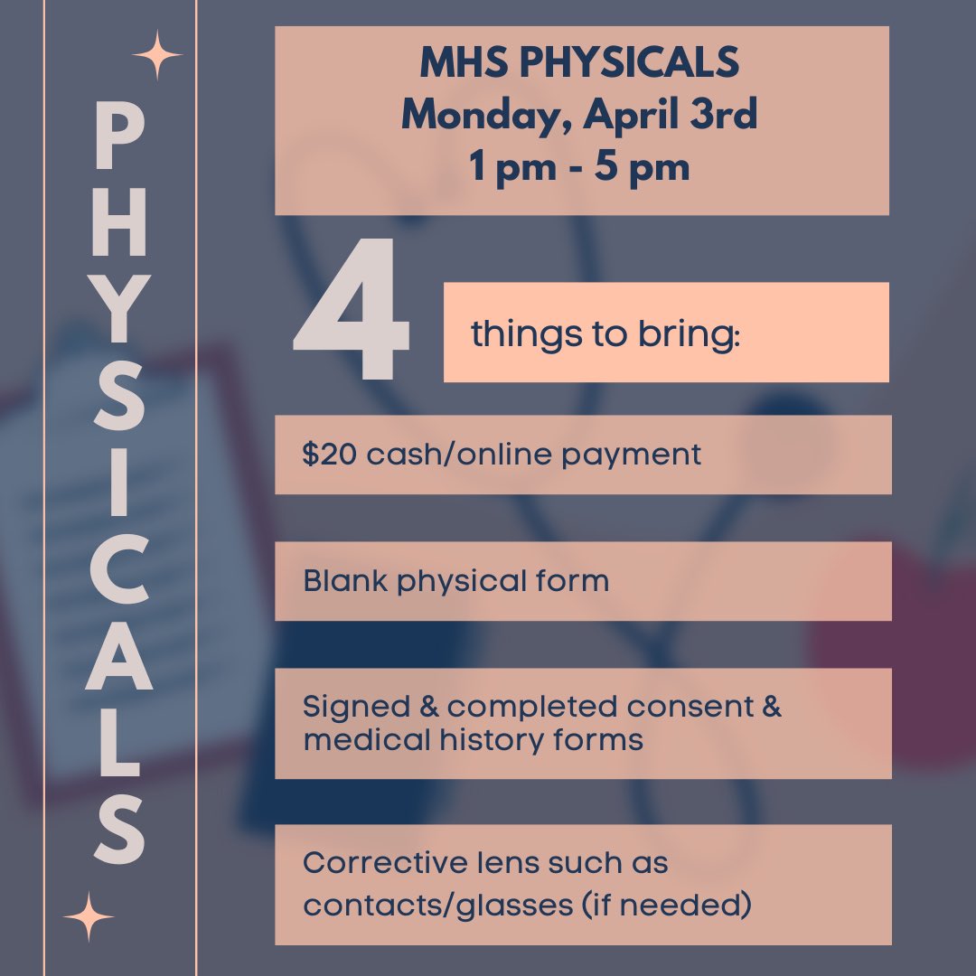 MagSportsMed's tweet photo. Just a reminder that physicals are in exactly a week, Bulldogs! https://t.co/nDLkPC4wEF