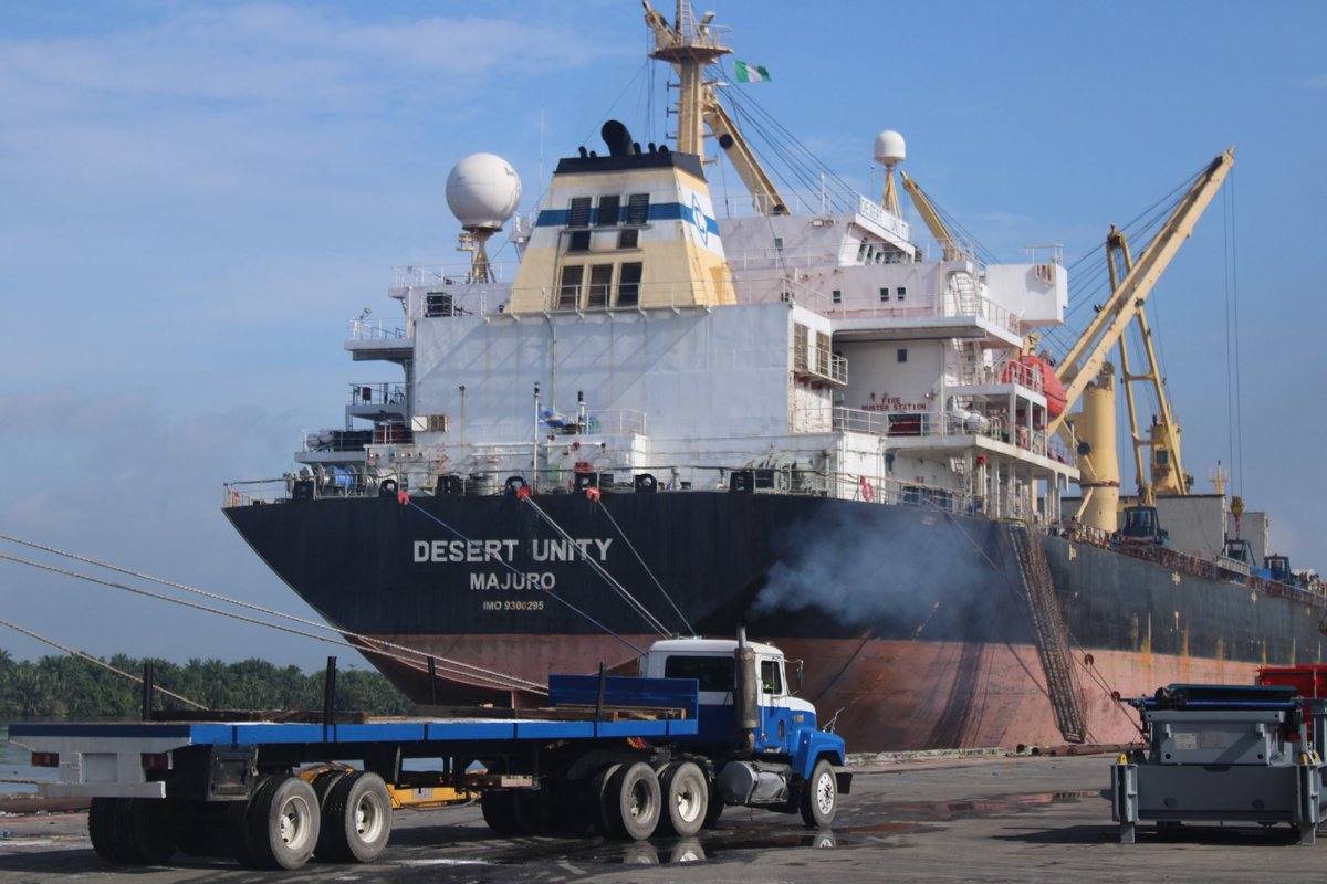 ecmterminalsltd's tweet photo. Announcing the arrival of vessels MEDI BANGKOK and DESERT UNITY discharging at our terminals, multipurpose terminals ‘B’ of Calabar Port. https://t.co/f97C3SswHE