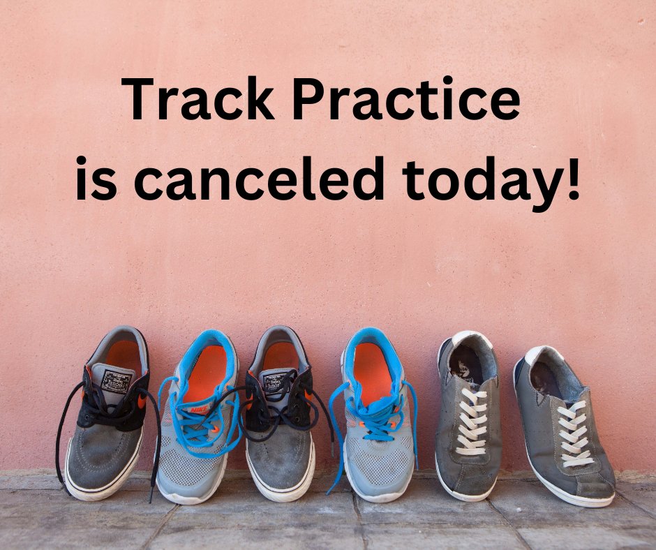 Due to inclement weather, track practice is canceled today, March 27th.