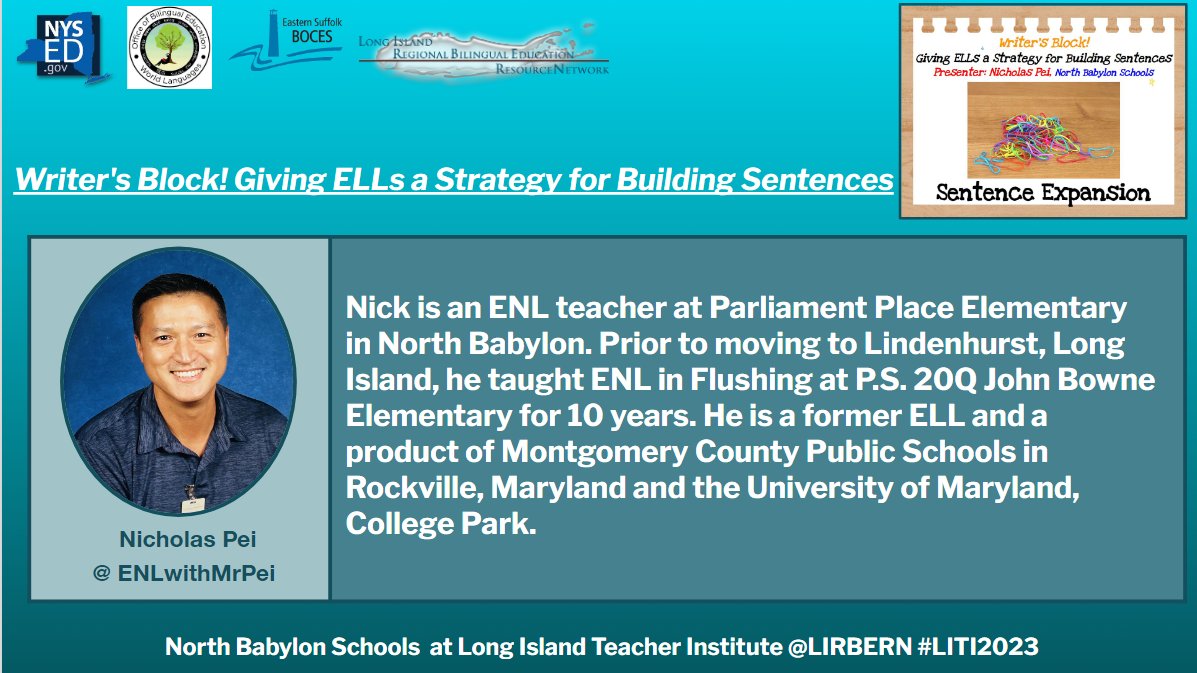 The Long Island Teacher Institute @LIRBERN celebrates our local district educators as presenters! We look forward to learning with @ENLwithMrPei @NBEnglishDept #LITI2023 3.29.23