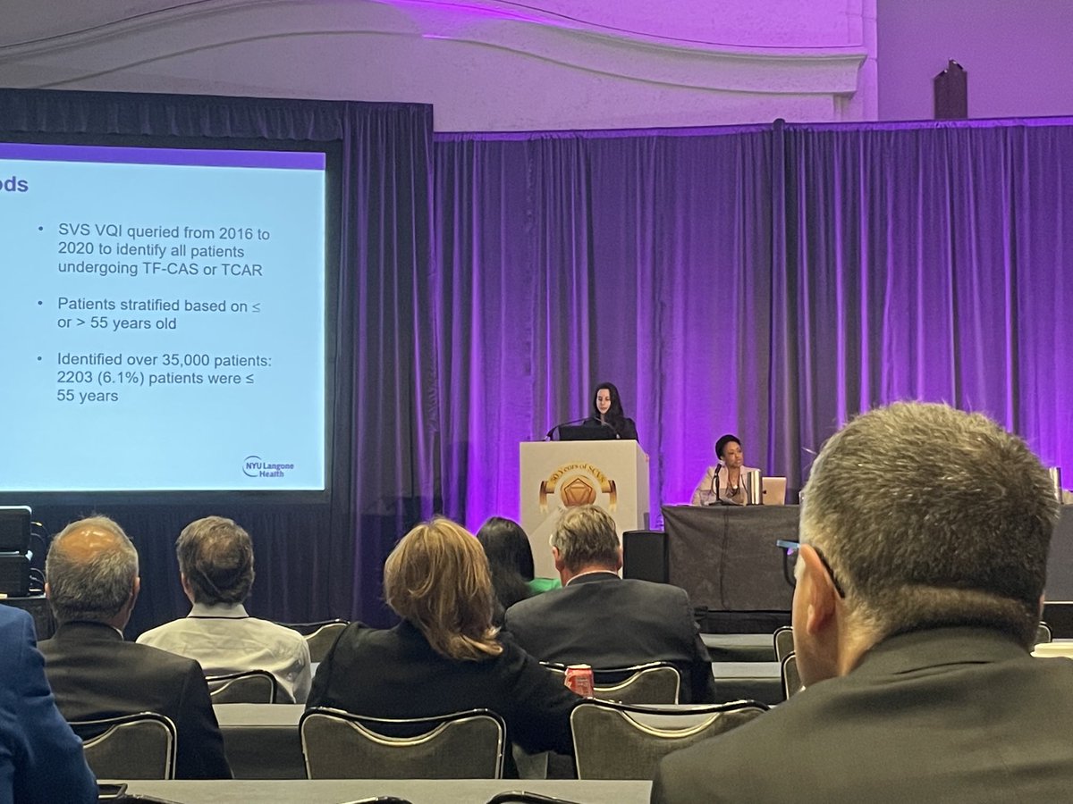 nyu_vascsurgery's tweet image. Dr Molly Ratner presenting on young patients’ outcomes following carotid stenting procedures. #SCVS #scvs2023
