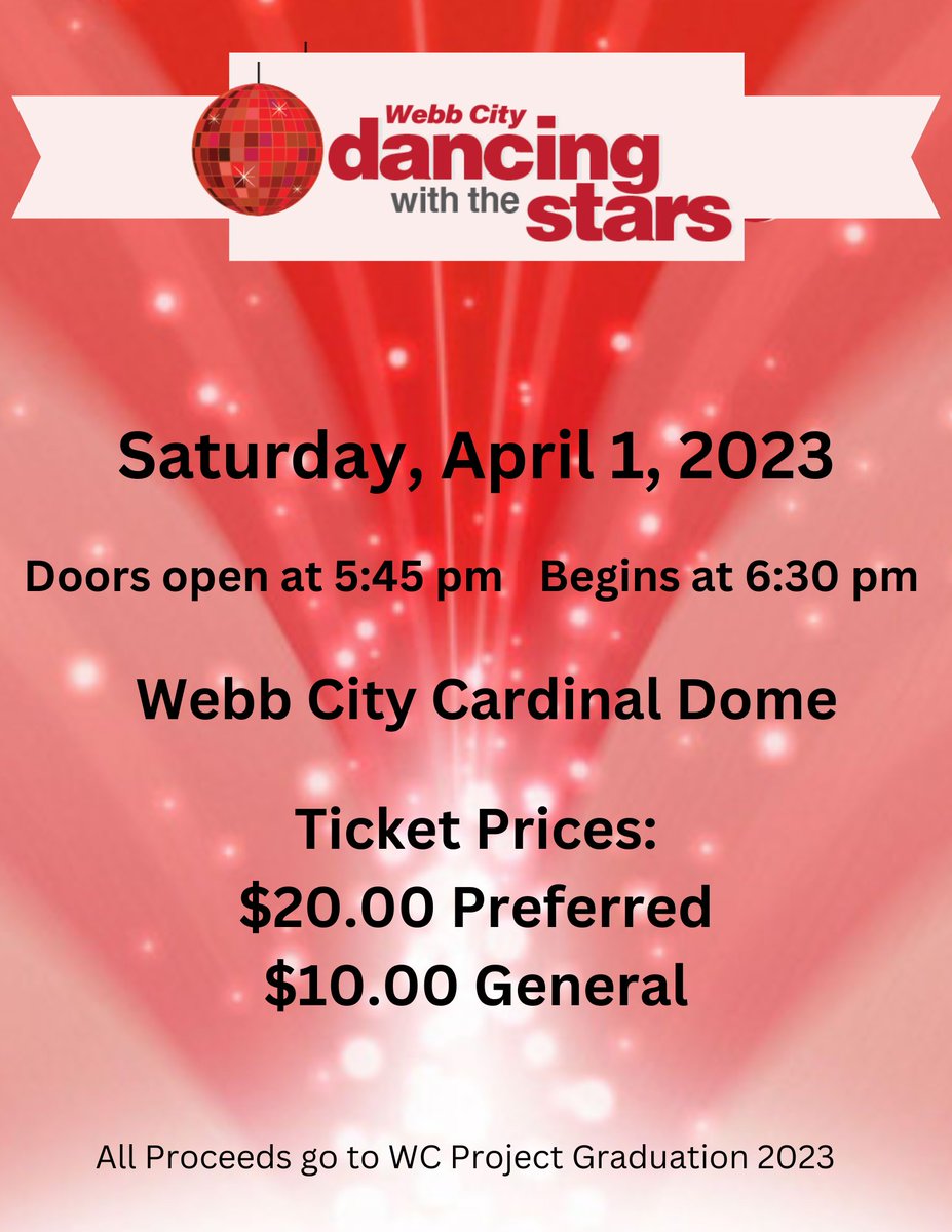 WebbCitySchools's tweet photo. Make sure to snag your tickets for this annual event! All proceeds will go toward Project Graduation 2023. https://t.co/toG5is8mMu