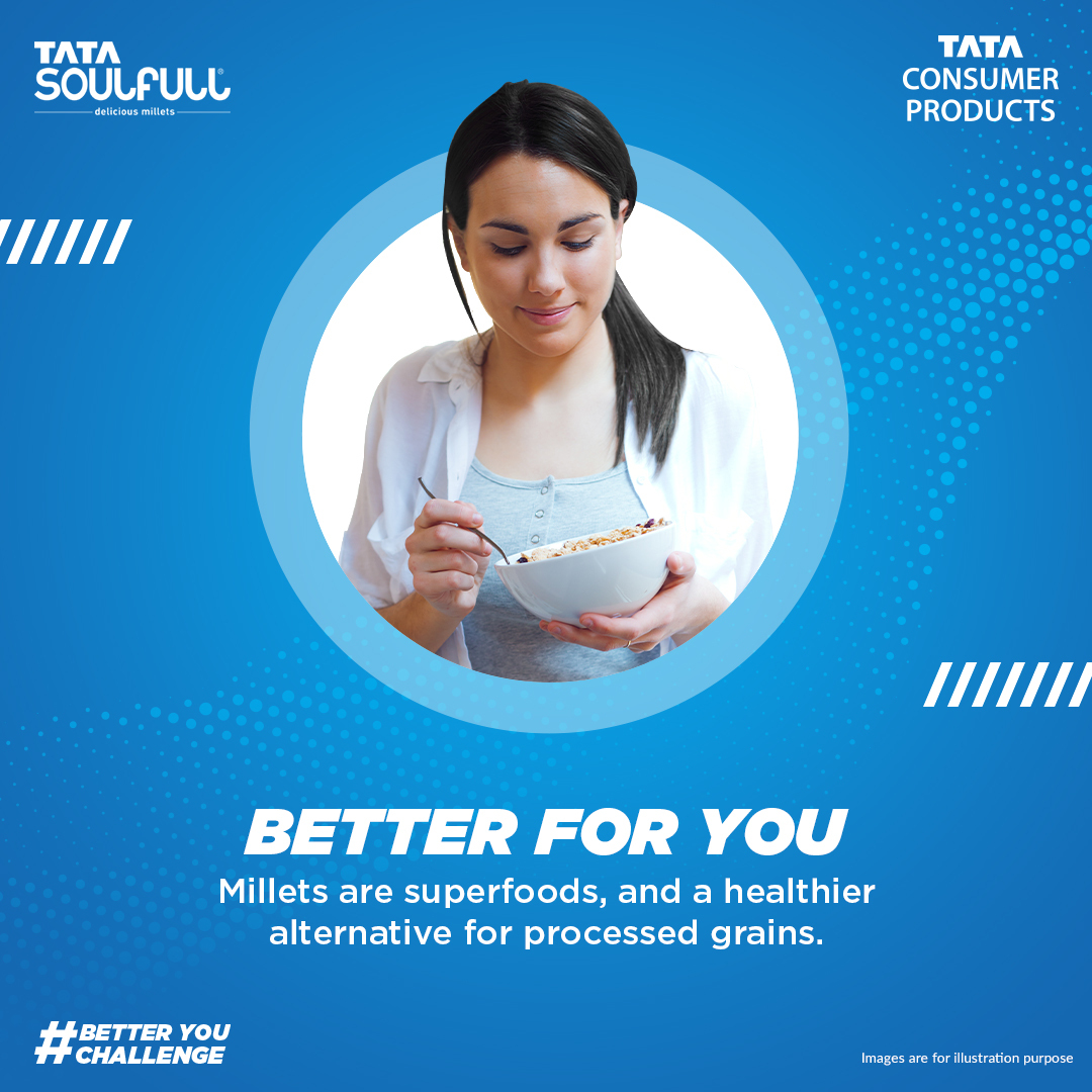 TataConsumer's tweet photo. Switch to Millets, the original superfood of the world, that are more nutritionally dense than wheat and rice and has better health benefits. And make a positive impact on our health, communities & planet.
#TataConsumerProducts #ForBetter #GoMillets #Millets #SuperFood #Soulfull https://t.co/u6QzrUmR3E