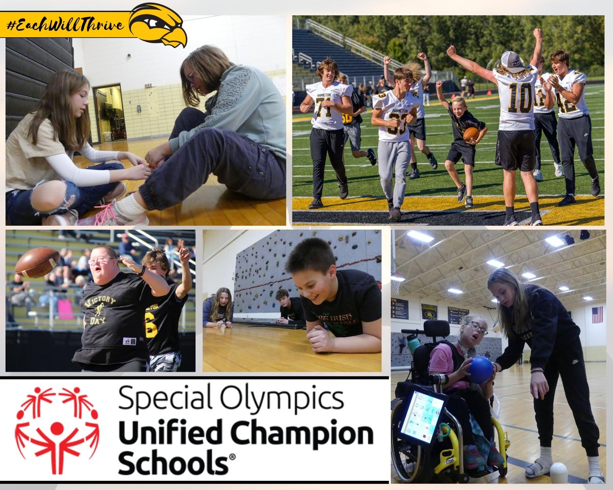 HamiltonSchools's tweet photo. We've received exciting news from Special Olympics! 🎉
Hamilton High School & Middle School are officially Unified Champion Schools! Unified Champion Schools have three main components: inclusive sports, inclusive youth leadership, and whole-school engagement.
#EachWillThrive https://t.co/Uxf791gcaO