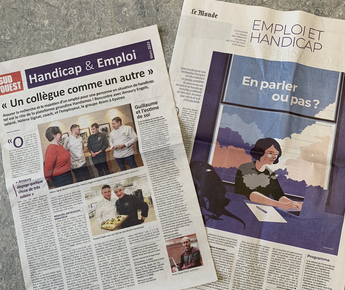 🙏👏 <a href="/lemondefr/">Le Monde</a> et <a href="/sudouest/">Sud Ouest</a> pour les suppléments passionnants publiés à l’occasion de l’#URRH2023. <a href="/gdarrieussecq/">Geneviève Darrieussecq</a> <a href="/nicolasSterckx/">nicolas Sterckx</a> <a href="/Agefiph_/">Agefiph</a> <a href="/IsaHennebelle/">Isabelle Hennebelle</a>