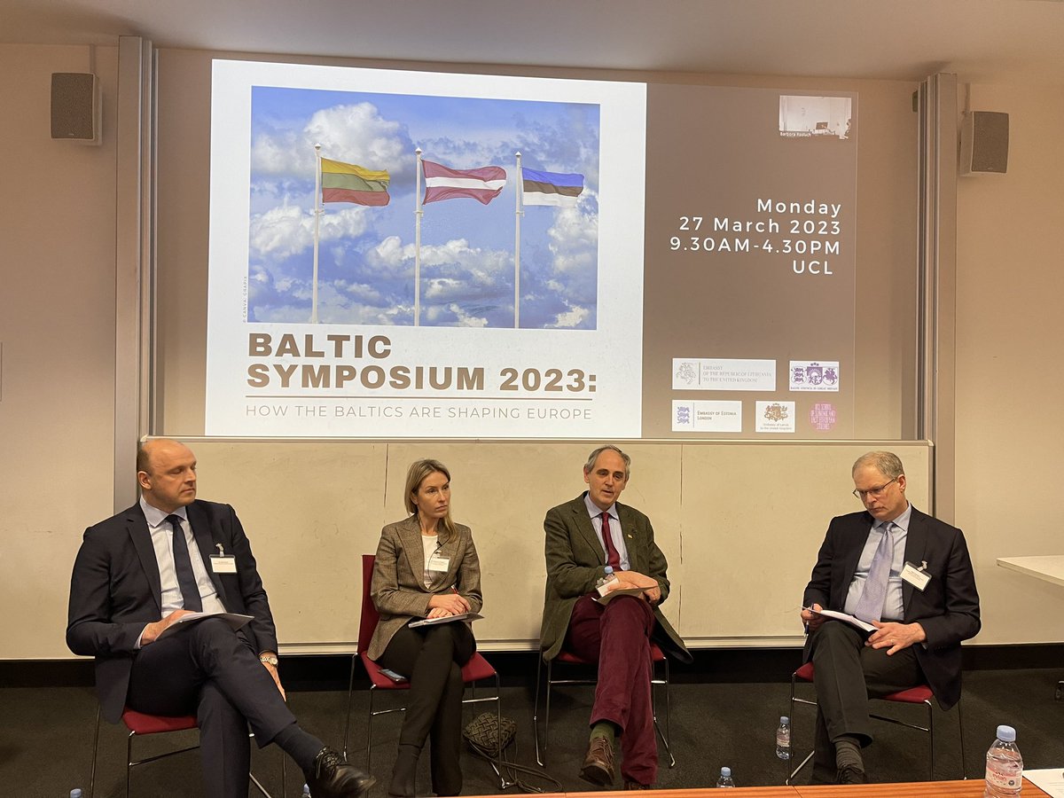 Dr @TomsRostoks is speaking on how we in the West will have to manage post war Russia - consequences, reparations & war crime trials. The 1st panel on the changing security architecture in Europe at the @UCLSSEES Baltic Symposium is chaired by @edwardlucas.