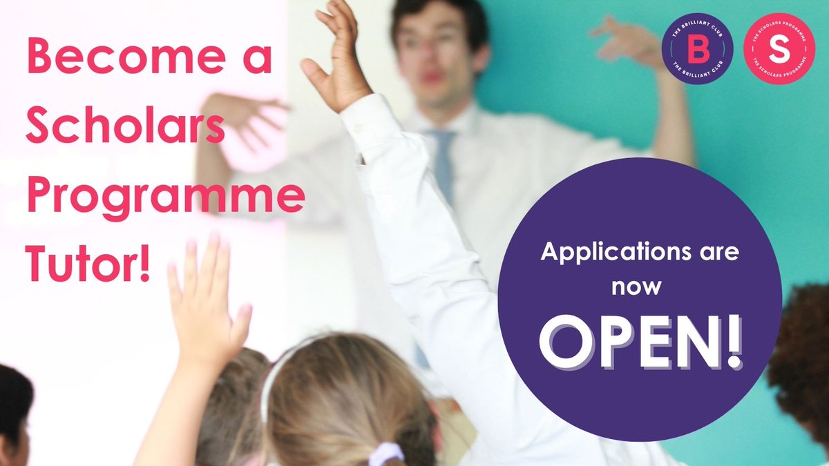 Applications to become a Scholars Programme tutor for 2023/24 are officially now open!

Share your PhD research with aspiring young people near you!

For more information and to apply, please visit ➡️ bit.ly/3JFx0cF

#phdlife #phdchat