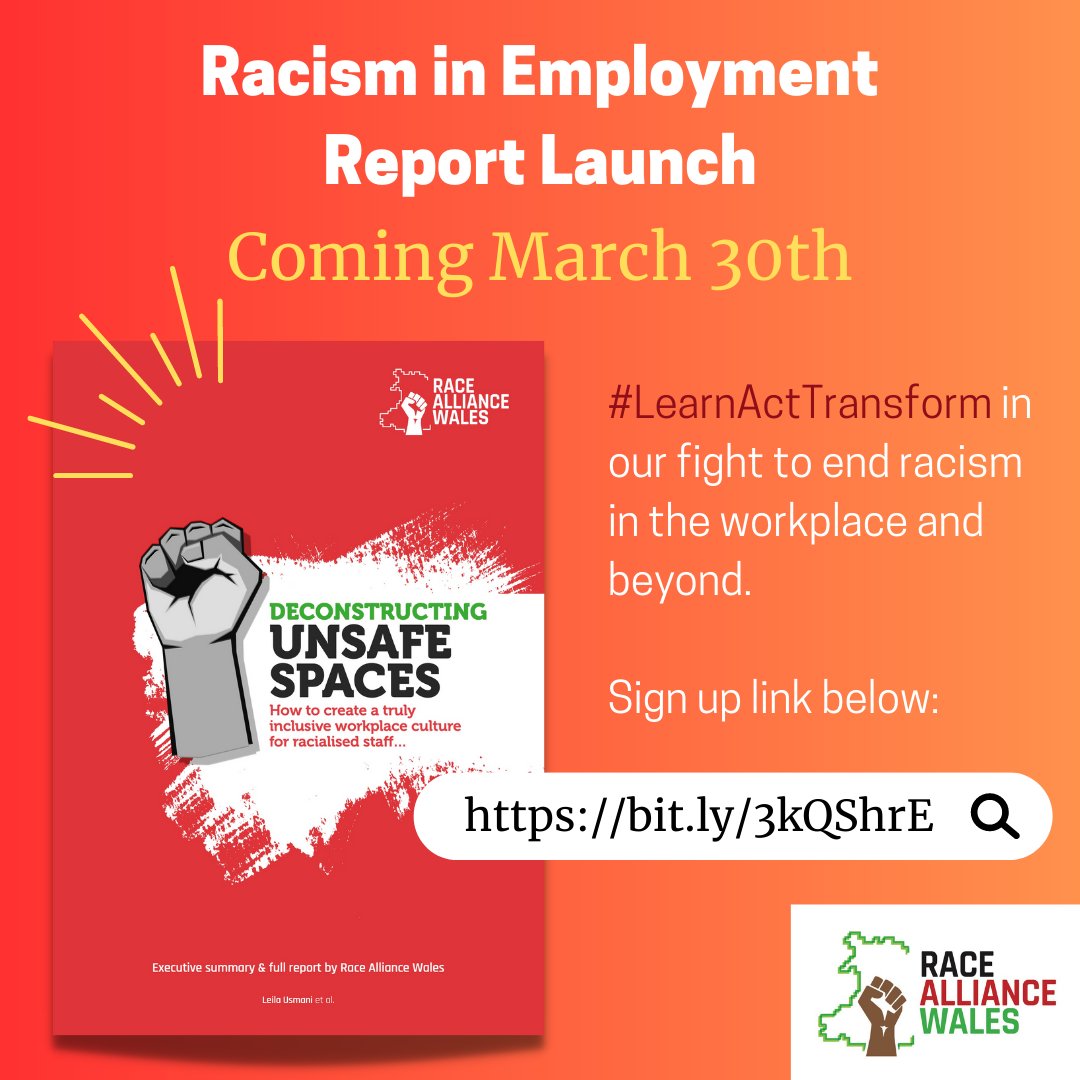 WalesRace's tweet photo. ⏳ 3 MORE DAYS.
👉🏿 Until we launch our Racism in Employment Report 🔜✊🏿
Don't miss it 🔗 https://t.co/LZMOvFwJUo
Join us as Leila Usmani presents her findings and recommendations. Let's #LearnActTransform to fight against racism in the workplace! #AntiRacistWales https://t.co/tZDNvdztmE