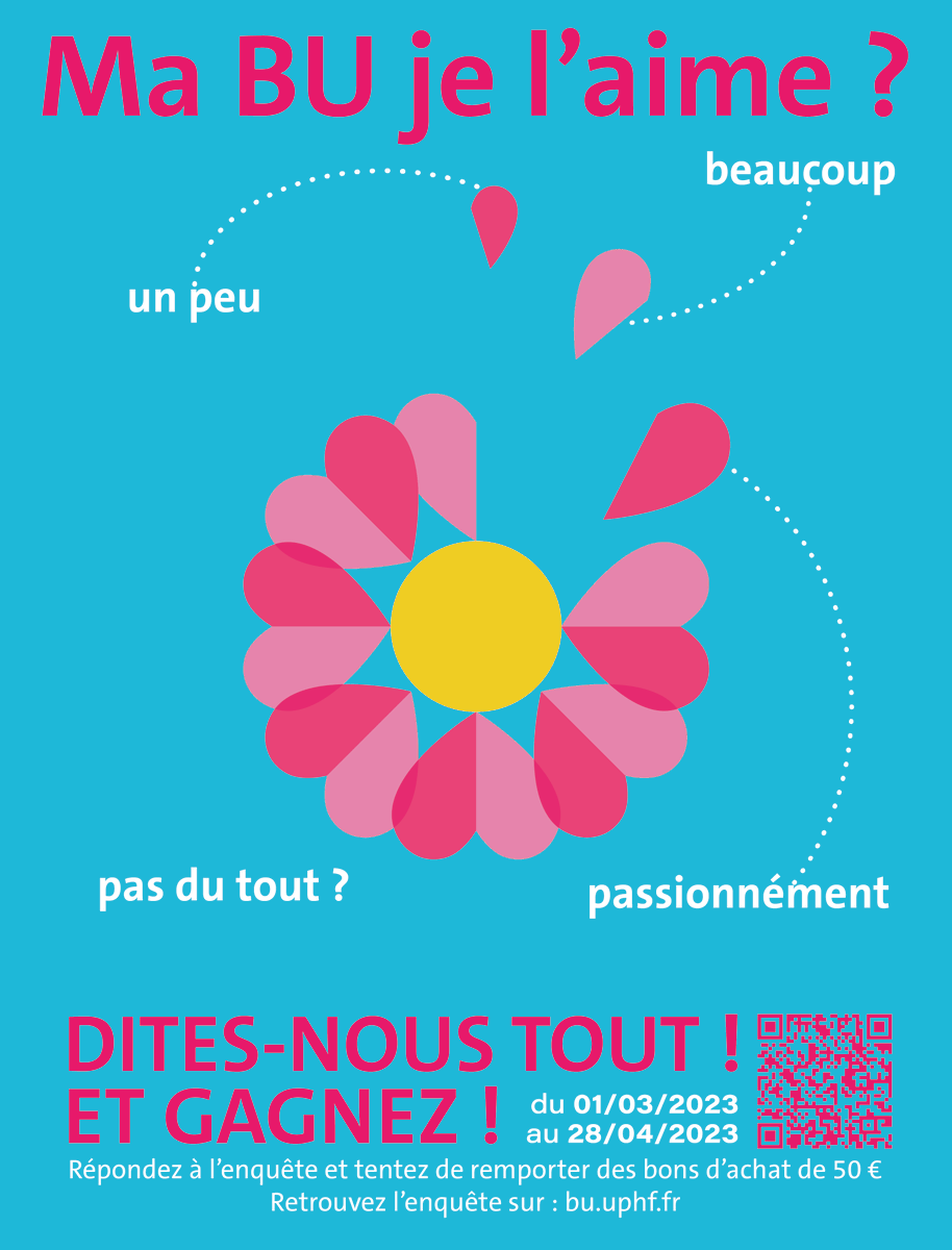 BUuphf's tweet photo. Participez à l'amélioration de vos @BUuphf en répondant à notre enquête #Libqual+ !
2 possibilités :
📱 En ligne 👉https://t.co/LcZhlCVLTQ.
📄 Sur place 👉 demandez un questionnaire papier à l'accueil de votre BU préférée.
Chaque semaine, 50€ 🎁 à gagner sur tirage au sort ! https://t.co/kuVoHLpTCO