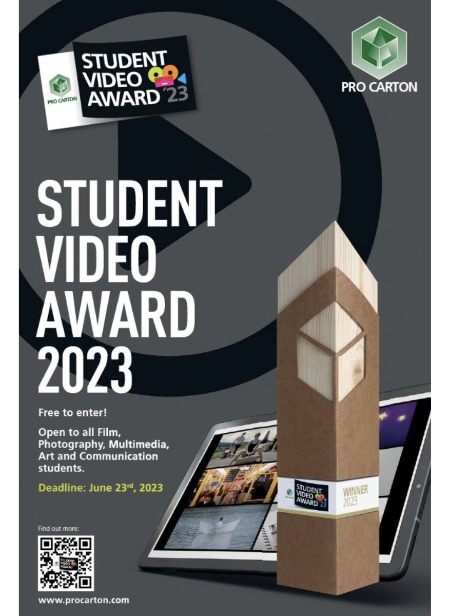.<a href="/Pro_Carton/">Pro Carton</a> Student Video Award returns.

The competition is open to students enrolled at a European school/college, with the winner taking away the €5,000 prize fund, which will be announced at an exclusive awards ceremony in Seville, Spain. 

buff.ly/42VsxM3