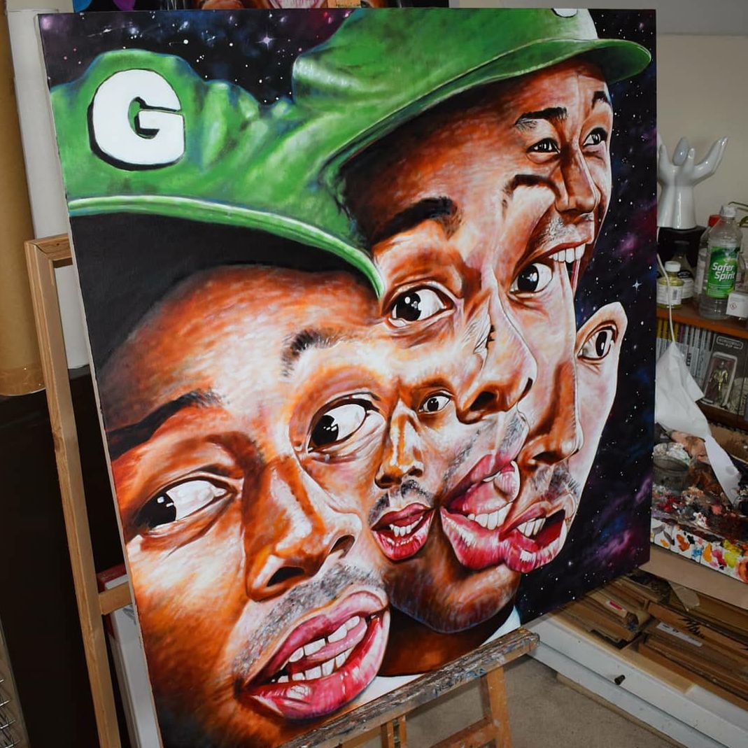 Oil painting of Tyler the Creator from a few years back 🖌️